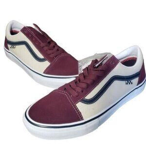 New Vans Skate‎ Old Skool Wine Burgundy White Sneakers